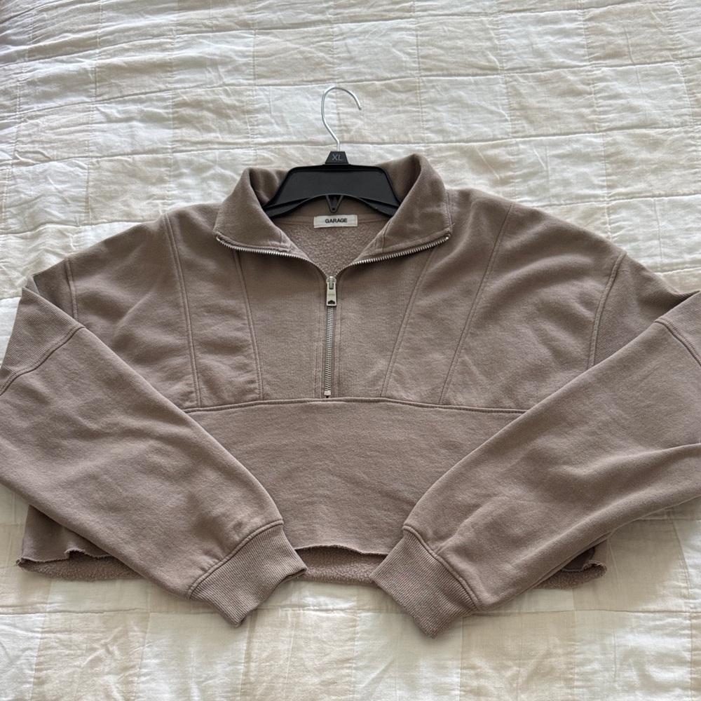 Garage Taupe Quarter-Zip Sweater